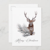 Rustic Deer Antlers Pine Cones Kerstmis Briefkaart (Voorkant / Achterkant)