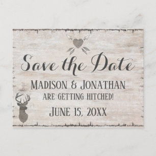 Rustic Deer Antlers Weddenschap Save the Date Brie Briefkaart