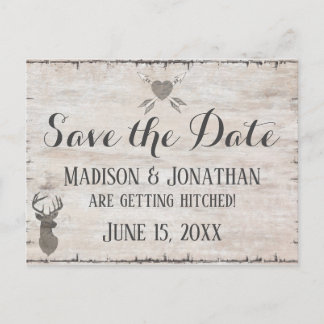 Rustic Deer Antlers Weddenschap Save the Date Brie Briefkaart