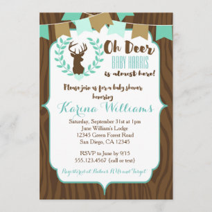 Rustic Deer Baby shower Invitation, Deer Invitate Kaart
