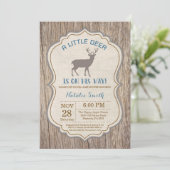 Rustic Deer Baby shower Invitation Garçon (Debout devant)