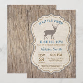 Rustic Deer Baby shower Invitation Garçon (Devant / Derrière)