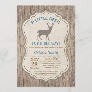 Rustic Deer Baby shower Invitation Garçon
