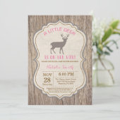 Rustic Deer Baby shower Invitation Girl (Debout devant)