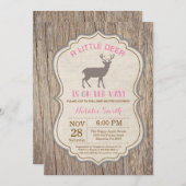 Rustic Deer Baby shower Invitation Girl (Devant / Derrière)