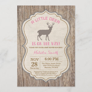Rustic Deer Baby shower Invitation Girl