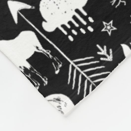 Rustic Deer Beer Fox Folk Art Pattern Fleece (Hoek)