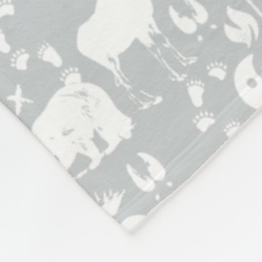 Rustic Deer Beer Fox Folk Art Pattern Fleece (Hoek)