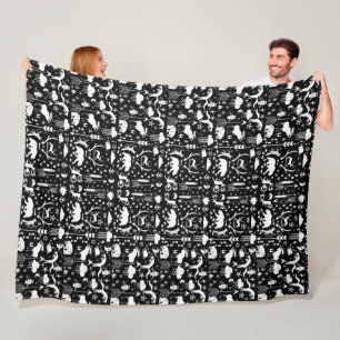 Rustic Deer Beer Fox Folk Art Pattern Fleece Deken