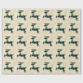 Rustic Deer Blauwgroen Gold Boho Pattern Cadeaupapier (Vlak)