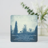 Rustic Deer Blue Country Trees Wedding Invitations Kaart (Staand voorkant)