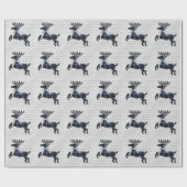 Rustic Deer Blue Silver Boho Pattern Cadeaupapier (Vlak)