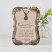 Rustic Deer Bois Couples Douche Invitation (Debout devant)