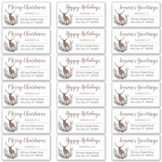 Rustic Deer Buck Étiquettes de adresse de Noël (Devant)