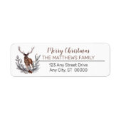 Rustic Deer Buck Merry-kerstfamilie Etiket (Voorkant)