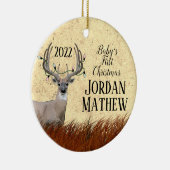 Rustic Deer Eerste Kerstmis Keramisch Ornament (Rechts)
