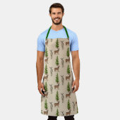 Rustic Deer en Evergreen Tree Print-alles-over Schort (Gedragen)