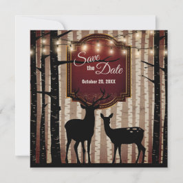 Rustic Deer en Trees Herfst/Winter Woodland Weddin Save The Date