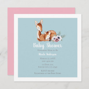 Rustic  Deer Forest Floral Baby shower Kaart