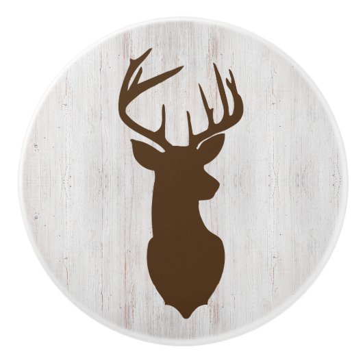 Rustic Deer Head Buck Hunter Keramische Knop (Voorkant)