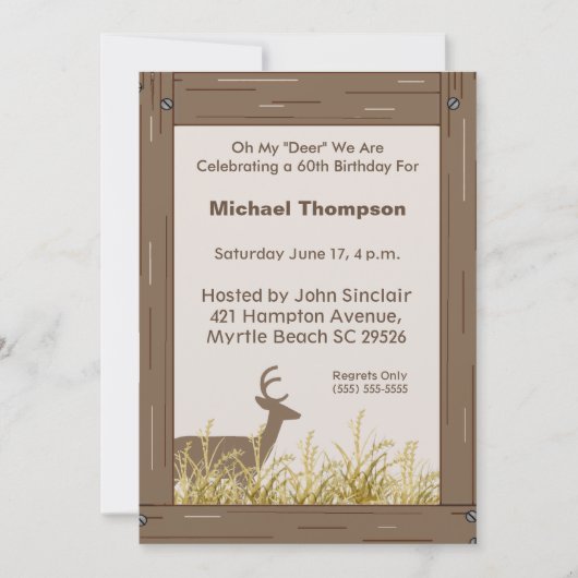 Rustic Deer Hunter Nature Invitation Anniversaire (Devant)