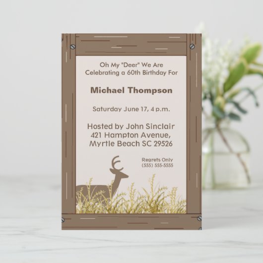 Rustic Deer Hunter Nature Invitation Anniversaire (Debout devant)
