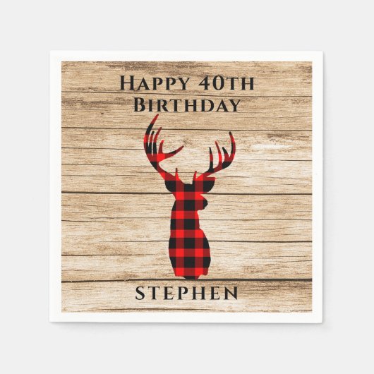 Rustic Deer Hunter Theme 40th Birthday Party Servet (Voorkant)