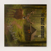Rustic Deer Hunting Cabin Forest Signature Name Legpuzzel (Horizontaal)