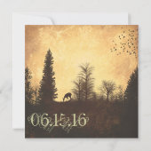 Rustic Deer in Trees Country Wedding Invitations Kaart (Achterkant)