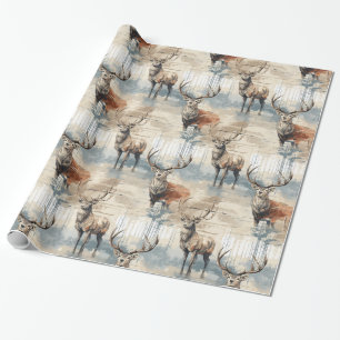 Rustic Deer Kerstmis Cadeaupapier