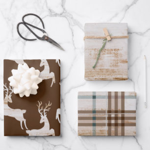 Rustic Deer Kerstmis Inpakpapier Vel