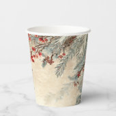 Rustic Deer Pine Berry Kerstfeest Papieren Bekers (Achterkant)