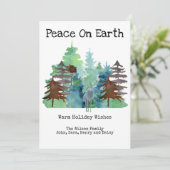 Rustic Deer Pine Tree Outdoor Peace Holiday Kaart (Staand voorkant)