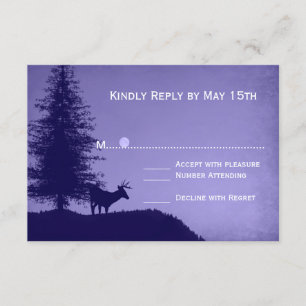 Rustic Deer Pine Tree Paars Weddenschap RSVP-kaart RSVP Kaartje