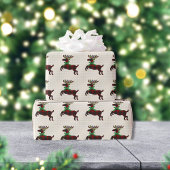 Rustic Deer Red Boho Pattern Cadeaupapier