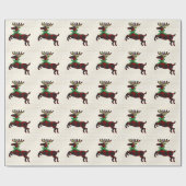 Rustic Deer Red Boho Pattern Cadeaupapier (Vlak)