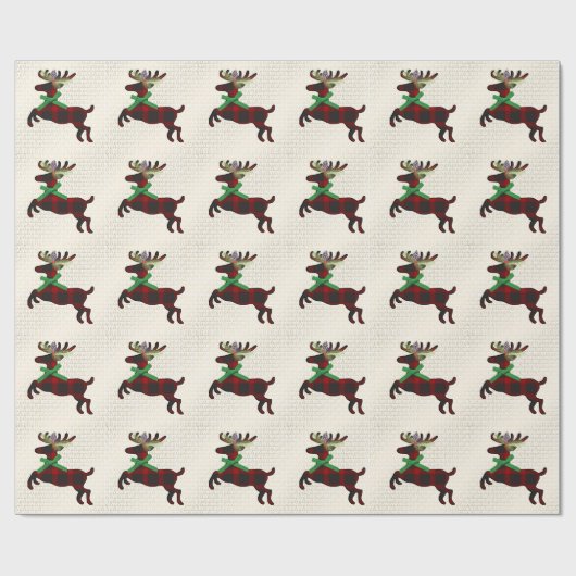 Rustic Deer Red Boho Pattern Cadeaupapier (Vlak)