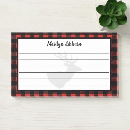 Rustic Deer Silhouette & Buffalo Check Pset Post-it® Notes (Kantoor)