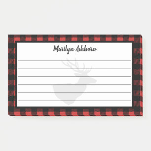 Rustic Deer Silhouette & Buffalo Check Pset Post-it® Notes
