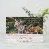 Rustic Deer Sleigh Christmas Holiday Party Kaart (Staand voorkant)