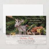 Rustic Deer Sleigh Christmas Holiday Party Kaart (Voorkant / Achterkant)