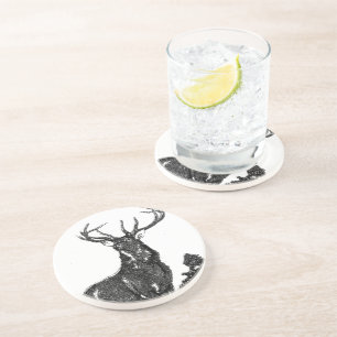 Rustic Deer Stag Buck Man Cave Zandsteen Onderzetter