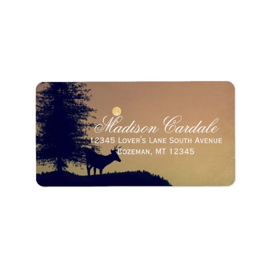 Rustic Deer Tree Country Weddenschap Adresetikette Etiket (Voorkant)