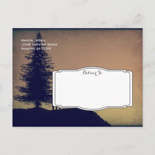Rustic Deer Tree Pays Enregistrer la date Cartes p (Dos)