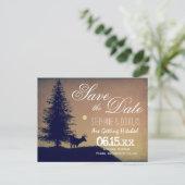 Rustic Deer Tree Pays Enregistrer la date Cartes p (Debout devant)