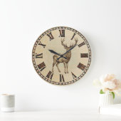 Rustic Deer Wall Clock – Woodland Wildlife Art Grote Klok (Huis)