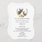 Rustic Deer Wedding - Oranje Floral Kaart (Voorkant / Achterkant)