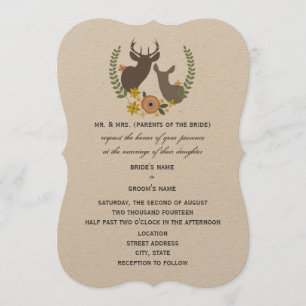 Rustic Deer Wedding - Oranje Floral Kaart