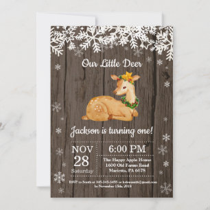 Rustic Deer Winter Boy Invitation Anniversaire