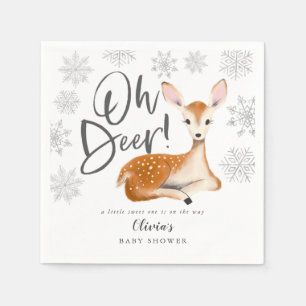 Rustic Deer Woodland Theme Grey Baby shower Servet